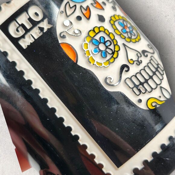 Carved Sugar Skull Mug Día de los Muertos Halloween Coffee Cup Black Ceramic - Picture 4 of 8